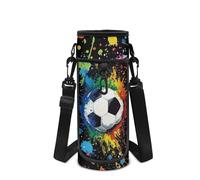 Showudesigns Football Water Bottle Carrier Bag Kids Boys Water Bottle Holder with Strap for Walking Running Bottles Sling Sleeve Case Cover Soccer Sports Accessories
