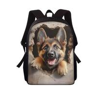 Showudesigns German Shepherd Dog Backpack for Kids Boys Primary School Bag Student Bookbag with Side Pocket Cute 15inch Laptop Backpacks Travel Shoulder Bags