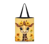 Showudesigns Giraffe Sunflower Tote Bag Cute Shopping Bags With Handles Reusable Grocery Pouch Shopper Handbags Shoulder Bag Party Favor Bags Grocery Tote Bag for Picnic