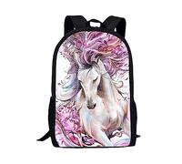 Showudesigns Horse Flower School Bag for Girls Children School Bookbags Lightweight Bag Backpack Casual Travel Rucksack Backpacks Pink Floral