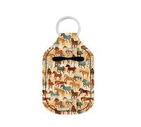 Showudesigns Horse Hand Sanitizer Keychain Holder for Women Girls Hand Sanitized Key Chain Slightly Durable Travel Bottle Sleeves Glad for Vacations,School,Work Yellow
