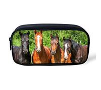 Showudesigns Horse Print Pencil Bag Teen Girls with Zipper Pencil Case Holder for School Sudent Teacher Stationery