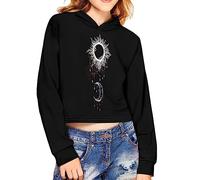 Showudesigns Moon Crop Tops for Girls Age 13-14 Years Cropped Hoodies Black Pullover Long Sleeve Top Fall Clothes Activewear Outfits Jackets