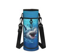 Showudesigns Ocean Shark Water Bottle Carrier Bag Kids Boys Water Bottle Holder Pouch with Strap Water Bottle Sleeve 500Ml 750Ml 1L Sports Sling Hiking Pack Blue