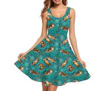 Showudesigns Otter Summer Dress for Women Teen Girls Summer Tank Dresses Sleeveless Scoop Neck a-Line Flare Sun Dresses Casual Swing Flowy Sundress Party Wedding Dresses XL Outfit Green