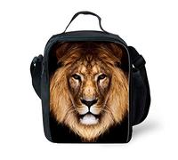 Showudesigns Personalized Lion Lunch Bag Boy Kids Men Neoprene Picnic School Lunchbox Black