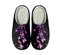 Showudesigns Purple Butterfly House Slippers for Women Fuzzy Slippers Winter Warm Home Shoes Size 8.5 Teen Girls Bedroom Slipper Indoor Outdoor Flats