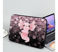 Showudesigns Sakura Axolotl Laptop Sleeve Case for Women Girls Neoprene Laptop Sleeve 15 inch Portable Accessory Bag for Friends Tablet Bag Cherry Blossom