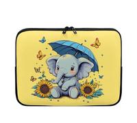 Showudesigns Sunflower Elephant Laptop Sleeve Case for Women Neoprene Laptop Sleeve 15 inch Lightweight Computer Carrying Case Cute Laptop Protector Yellow
