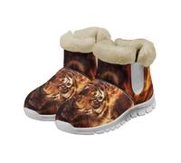 Showudesigns Tiger Winter Boots for Women Uk Size 5 Snow Boots Warm Fluffy Ankle Bootie Non-Slip Sole Walking Shoes Fuzzy Cosy Home Slippers Outdoor Indoor Shoes Slip On Wide Boots