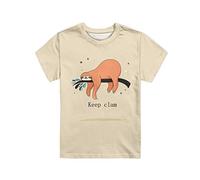 Showudesigns Unisex Little Boys Girls Short Sleeve Crew Neck Tee Shirt Sloth Funny Summer Pullover T-Shirt Top for 15-16 Years Old
