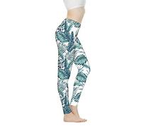 Showudesigns Women's Leggings High Waisted Hawaiian Tropical Plants Print Ankle-Length 4-Way Stretch Yoga Pants Tummy Control Skinny Pants Sport