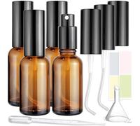 Showvigor 4-Pack 30ml/1oz Amber Glass Spray Bottles for Fine Mist | with 2 Extra Nozzles, Refillable Essential Oil & Toner Set, Eco-Friendly Home & Skincare Solutions