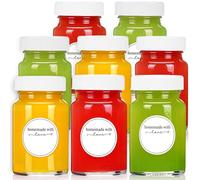Showvigor 8pcs 2oz Glass Juice Bottles with Lids & Labels, Reusable Small Clear Jar for Juice, Ginger, Liquor, Potion, Leakproof Travel Portable Mini Bottles