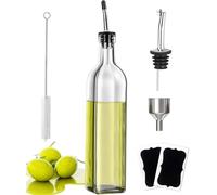Showvigor Premium Olive Oil Bottle Glass, 500ML Vinegar Dispenser with Funnel & Name Labels | Reusable Kitchen Storage for Cooking Oil & Salad Dressing | Elegant Gift Idea