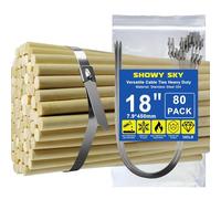 SHOWY SKY Metal Cable Ties, 390 Lbs 304 Stainless Steel Zip Ties Heavy Duty 7.9x450mm Rustproof Metal Tie Wraps for Bundling, Gardening, Exhaust Repair, Outdoor, Industrial