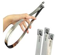 SHOWY SKY Metal Cable Ties Heavy Duty -550LB Tensile Strength Extra Wide & Long Metal Zip Ties 10x600mm, 304 Stainless Steel Tie Wraps for HVAC 40 Pcs