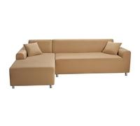 ShowyLive 1 Seater + 2 Seater Corner Sofa Cover Set of 2 L Shape Elastic Dangle Sofa Cover for Corner Sofa, Meridian Cover, Camel