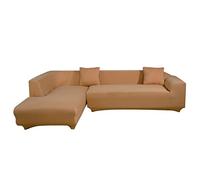 ShowyLive 3 Seater + 4 Seater Corner Sofa Cover Set of 2 L Shape Elastic Dangle Sofa Cover for Corner Sofa, Meridian Cover, Camel
