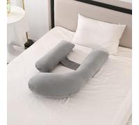ShowyLive Pregnancy Pillow for Sleeping, Side Sleeper Pillow, Nursing Pillow with Washable Cover for Pregnant Women and Anyone with Back Pain (Cotton, H shape, Light grey)