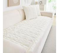 ShowyLive Sofa Cover 1 2 3 4 Seater Non Slip Sofa Slipcovers Super Soft & Thick Faux Mink Velvet Sofa Cushion Covers Sofa Protectors from Pets/Kids/Dogs(Milky White, 28 * 71 inch/70 * 180CM)