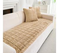 ShowyLive Sofa Cover 1 2 3 4 Seater Non Slip Sofa Slipcovers Super Soft & Thick Faux Mink Velvet Sofa Cushion Covers Sofa Protectors from Pets/Kids/Dogs(Light Brown, 28 * 71 inch/70 * 180CM)