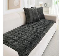 ShowyLive Sofa Cover 1 2 3 4 Seater Non Slip Sofa Slipcovers Super Soft & Thick Faux Mink Velvet Sofa Cushion Covers Sofa Protectors from Pets/Kids/Dogs(Dark Grey, 28 * 59 inch/70 * 150CM)
