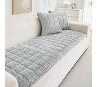 ShowyLive Sofa Cover 1 2 3 4 Seater Non Slip Sofa Slipcovers Super Soft & Thick Faux Mink Velvet Sofa Cushion Covers Sofa Protectors from Pets/Kids/Dogs(Light Grey, 28 * 59 inch/70 * 150CM)