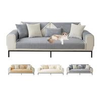 ShowyLive Sofa Covers 1 2 3 4 Seater Non Slip Sofa Slipcovers Super Soft Fleece Sofa Cushion Covers Sofa Protectors from Pets/Kids/Dogs(Grey, 28 * 83 inch/70 * 210CM)