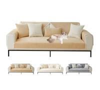 ShowyLive Sofa Covers 1 2 3 4 Seater Non Slip Sofa Slipcovers Super Soft Fleece Sofa Cushion Covers Sofa Protectors from Pets/Kids/Dogs(Khaki, 35 * 94 inch/90 * 240CM)