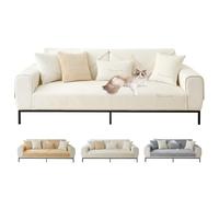 ShowyLive Sofa Covers 1 2 3 4 Seater Non Slip Sofa Slipcovers Super Soft Fleece Sofa Cushion Covers Sofa Protectors from Pets/Kids/Dogs(Beige, 35 * 47 inch/90 * 120CM)