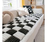 ShowyLive Sofa Covers 1 2 3 4 Seater Non Slip Sofa Slipcovers Super Soft & Thick Corduroy Sofa Cushion Covers Sofa Protectors from Pets/Kids/Dogs(White and Black, 28 * 59 inch/70 * 150CM)
