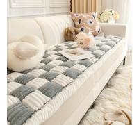 ShowyLive Sofa Covers 1 2 3 4 Seater Non Slip Sofa Slipcovers Super Soft & Thick Corduroy Sofa Cushion Covers Sofa Protectors from Pets/Kids/Dogs(White and Gray, 28 * 59 inch/70 * 150CM)