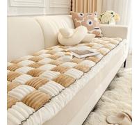 ShowyLive Sofa Covers 1 2 3 4 Seater Non Slip Sofa Slipcovers Super Soft & Thick Corduroy Sofa Cushion Covers Sofa Protectors from Pets/Kids/Dogs(White and Light Brown, 28 * 71 inch/70 * 180CM)