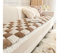 ShowyLive Sofa Covers 1 2 3 4 Seater Non Slip Sofa Slipcovers Super Soft & Thick Corduroy Sofa Cushion Covers Sofa Protectors from Pets/Kids/Dogs(White and Dark Brown, 28 * 59 inch/70 * 150CM)