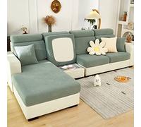 ShowyLive Sofa Seat Cushion Covers- High Stretch Non-Slip Couch Sofa Cover 1-Piece Universal for 1 2 3 4 Seater L Shape Chaise Longue Sofa Slipcovers for Living Room Dogs Pet (3 Seater, Weave Green)