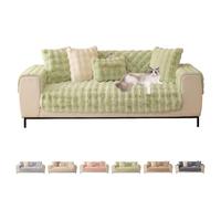 ShowyLive Soft Sofa Cover 1 2 3 4 Seater Faux Fur Sofa Throw Pillow Covers Sofa Cushion Covers Sofa Protectors from Pets/Kids/Dogs (Green, 18 * 18 inch Pillowcase)