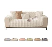 ShowyLive Soft Sofa Cover 1 2 3 4 Seater Faux Fur Sofa Throw Pillow Covers Sofa Cushion Covers Sofa Protectors from Pets/Kids/Dogs (Beige, 18 * 18 inch Pillowcase)