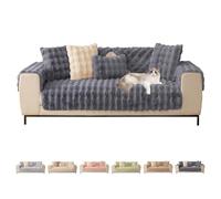 ShowyLive Soft Sofa Cover 1 2 3 4 Seater Faux Fur Sofa Throw Pillow Covers Sofa Cushion Covers Sofa Protectors from Pets/Kids/Dogs (Grey, 18 * 18 inch Pillowcase)