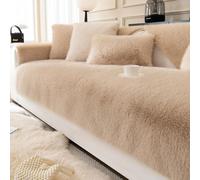 ShowyLive Soft Velvet Sofa Cover 1 2 3 4 Seater Non-Slip Couch Sofa Slipcovers Sofa Cushion Covers Sofa Protectors from Pets/Kids/Dogs (Khaki, 35 * 71 inch)