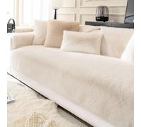 ShowyLive Soft Velvet Sofa Cover 1 2 3 4 Seater Non-Slip Couch Sofa Slipcovers Sofa Cushion Covers Sofa Protectors from Pets/Kids/Dogs (Beige, 35 * 71 inch)