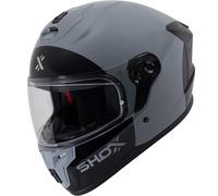 Shox Apex Base Gloss Grey Black Motorbike Helmet With Fog Anti-Fog & Extra Visor