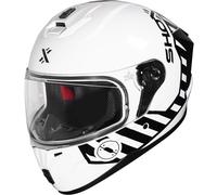 Shox Apex Core Gloss White Black Bike Helmet With Anti-Fog Lens And Extra Visor