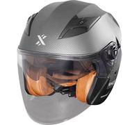 Shox Helmets Defender Carbon Open Face Motorcycle Helmet M Matt Carbon Effect