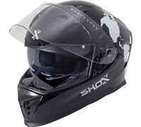 Shox Eclipse Atlas Motorcycle Helmet XS Gloss Black Grey