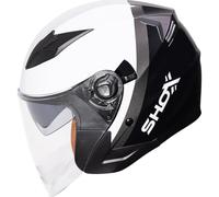 Shox Helmets Defender Patrol Open Face Motorcycle Helmet XS Black White