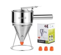 shoxil 40oz Stainless Steel Pancake Batter Dispenser, Multi-caliber Funnel Cake Dispenser with Stand Great for Pancakes, Cupcakes or Any Baked Goods (40oz/1.2L)