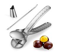 Shoxil Chestnut Cutter Tool Set - 3 in 1 Stainless Steel Nut Crackers for Chestnuts with Clip, Peeler & Pick - Easy Chestnut Opener & Crusher for Kitchen, Home