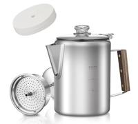 shoxil Coffee Percolator with 100pcs Coffee Filters - 9 Cups | Durable Stainless Steel Material Camping Coffee Pot| Brew Coffee On Fire, Grill or Stovetop | Ideal for Home, Camping