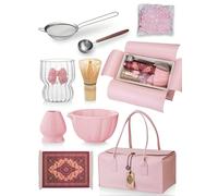 shoxil Matcha Whisk Set - Premium 7-Piece Traditional Matcha Set with Bamboo Whisk, Matcha Cup, Sifter & P Leather Case - Complete Tea Accessories & Gift Set